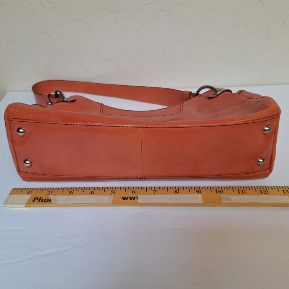 Vintage Kenneth Cole Leather Shoulder Bag Baguette Wide Strap Coral Pink
